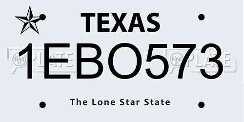 1EBO573 Texas License Plate
