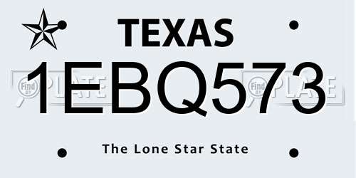 1EBQ573 Texas License Plate
