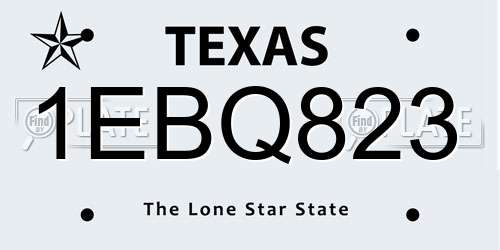 1EBQ823 Texas License Plate