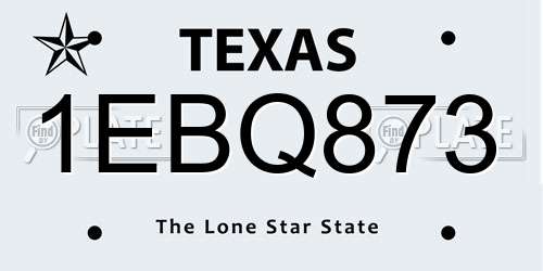 1EBQ873 Texas License Plate