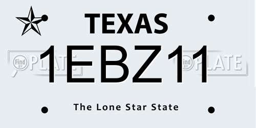 1EBZ11 Texas License Plate