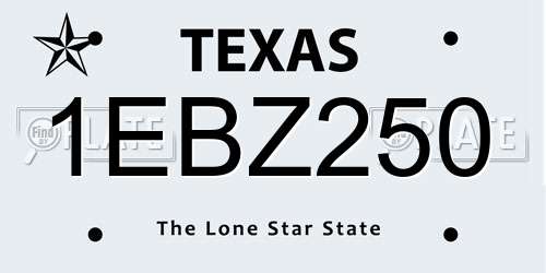 1EBZ250 Texas License Plate