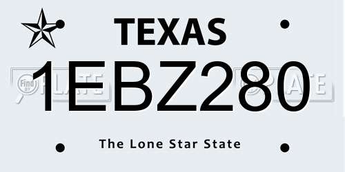 1EBZ280 Texas License Plate