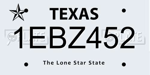1EBZ452 Texas License Plate