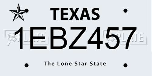 1EBZ457 Texas License Plate