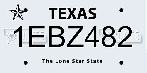 1EBZ482 Texas License Plate