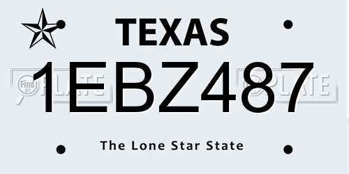 1EBZ487 Texas License Plate