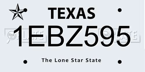 1EBZ595 Texas License Plate