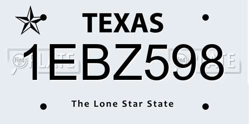 1EBZ598 Texas License Plate