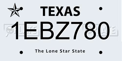 1EBZ780 Texas License Plate