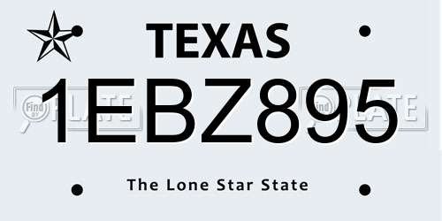 1EBZ895 Texas License Plate