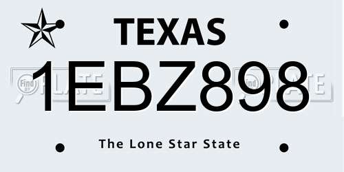 1EBZ898 Texas License Plate
