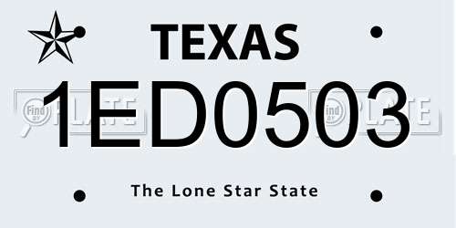 1ED0503 Texas License Plate