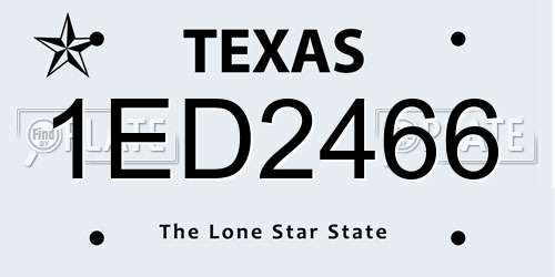 1ED2466 Texas License Plate