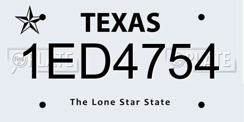1ED4754 Texas License Plate