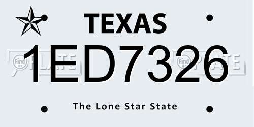 1ED7326 Texas License Plate