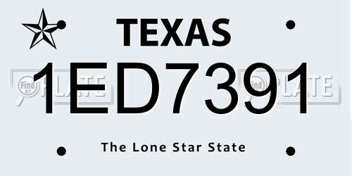1ED7391 Texas License Plate