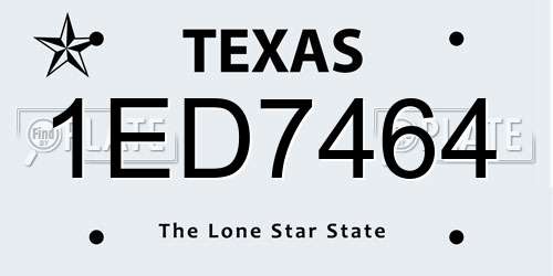 1ED7464 Texas License Plate