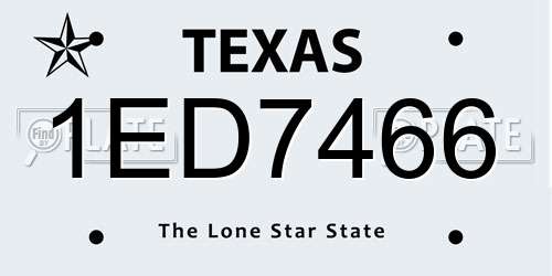 1ED7466 Texas License Plate