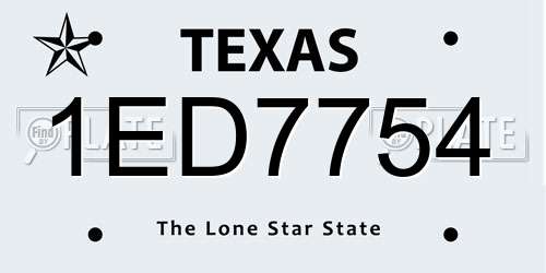 1ED7754 Texas License Plate