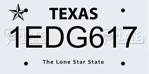 1EDG617 Texas License Plate