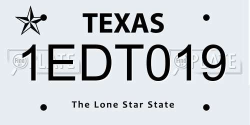 1EDT019 Texas License Plate
