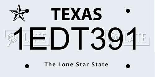 1EDT391 Texas License Plate
