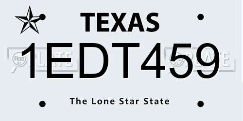 1EDT459 Texas License Plate