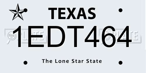 1EDT464 Texas License Plate