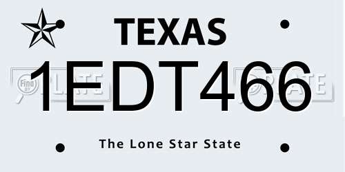 1EDT466 Texas License Plate