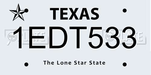 1EDT533 Texas License Plate