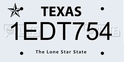 1EDT754 Texas License Plate
