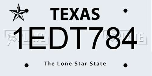 1EDT784 Texas License Plate