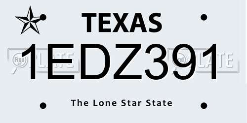 1EDZ391 Texas License Plate