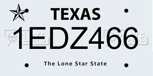 1EDZ466 Texas License Plate