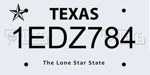 1EDZ784 Texas License Plate