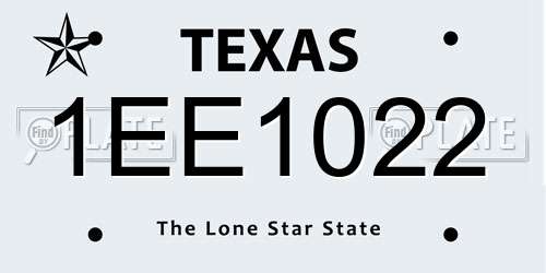 1EE1022 Texas License Plate