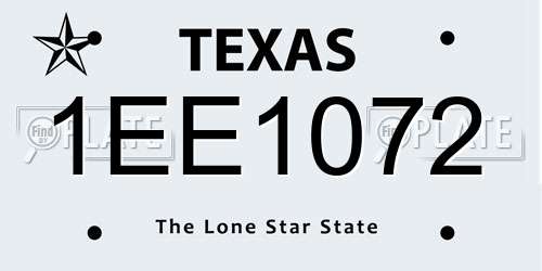 1EE1072 Texas License Plate
