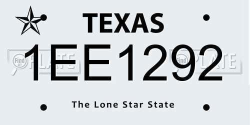 1EE1292 Texas License Plate