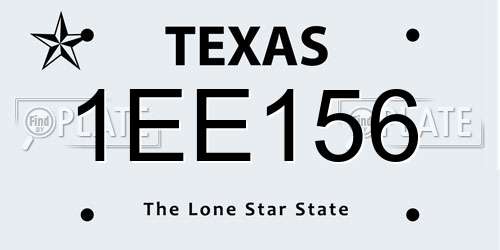 1EE156 Texas License Plate