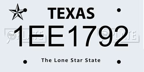1EE1792 Texas License Plate