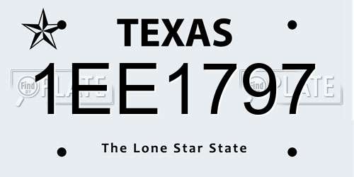 1EE1797 Texas License Plate