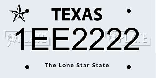 1EE2222 Texas License Plate
