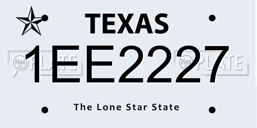 1EE2227 Texas License Plate