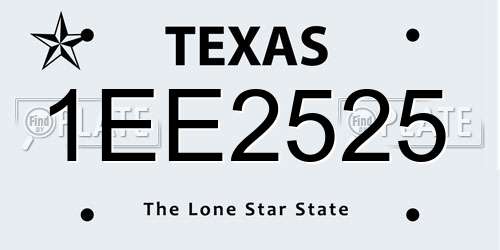 1EE2525 Texas License Plate