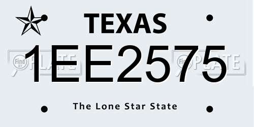 1EE2575 Texas License Plate