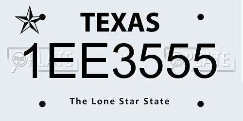 1EE3555 Texas License Plate