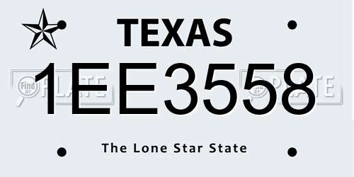1EE3558 Texas License Plate