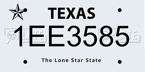 1EE3585 Texas License Plate
