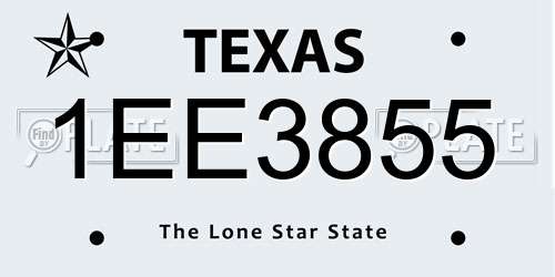 1EE3855 Texas License Plate